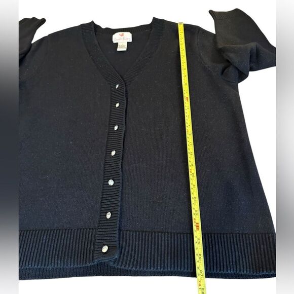 Quacker Factory Cardigan Sweater Rhinestone Buttons Black Sparkle Womens Size 1X - Picture 10 of 10